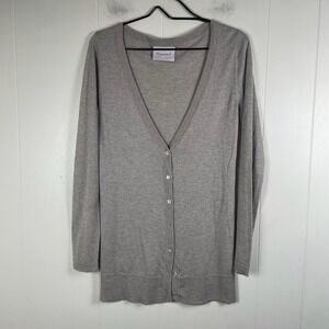Crumpet Gray Silk Cashmere Blend V Neck Button Front Cardigan Sweater L